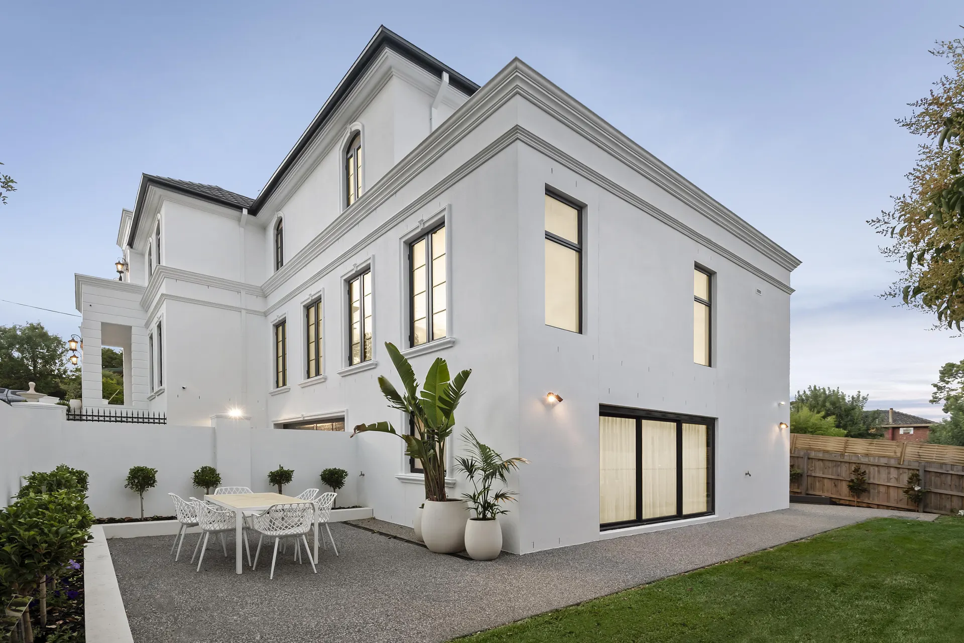Rear exterior of the completed Doncaster East home at dusk